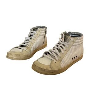 P448 Womens Skate High Top Sneakers Leather Suede Cream Size 38 / US 7.5-8
